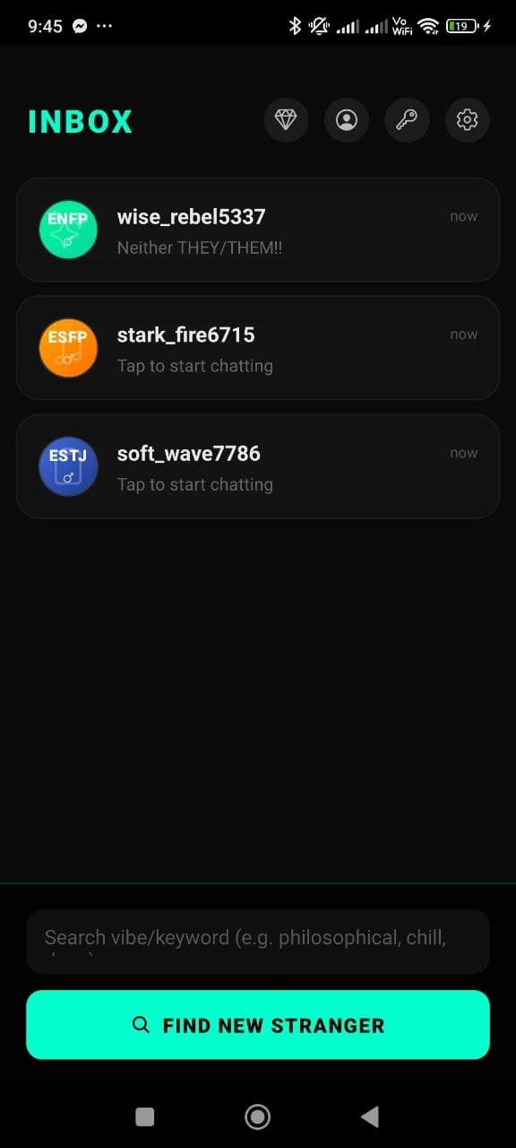 ARTypology Chat — friends list