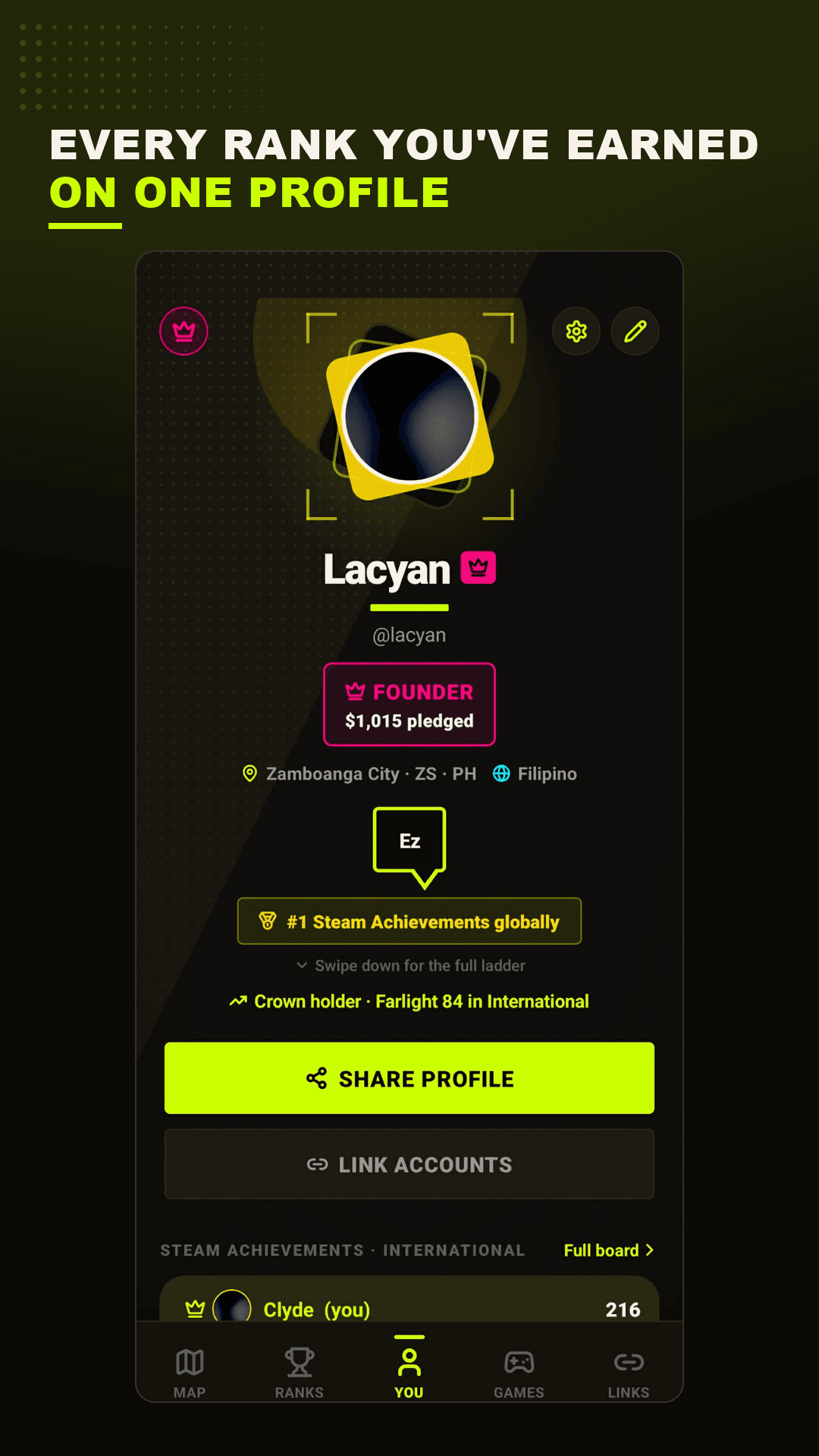 Flexr — every rank you've earned on one profile
