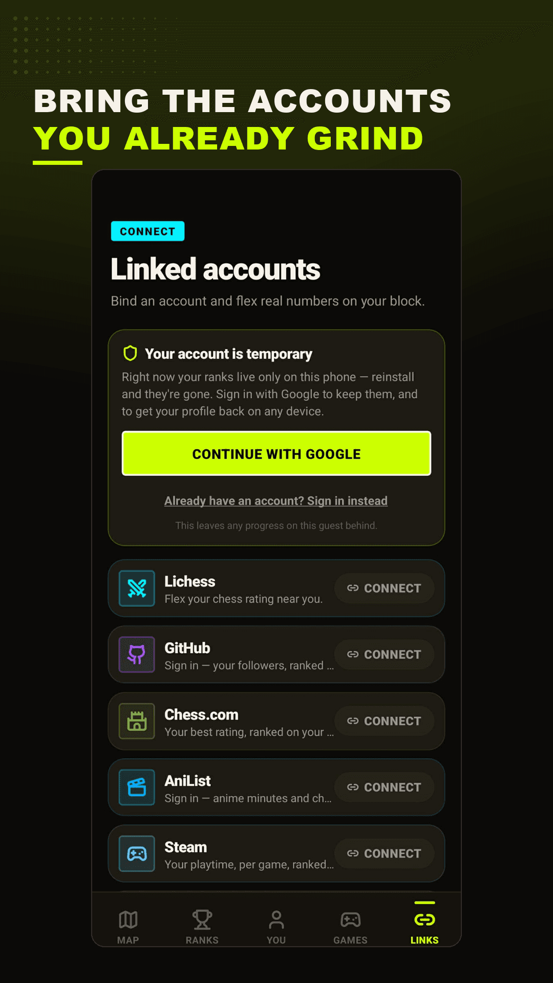 Flexr — bring the accounts you already grind