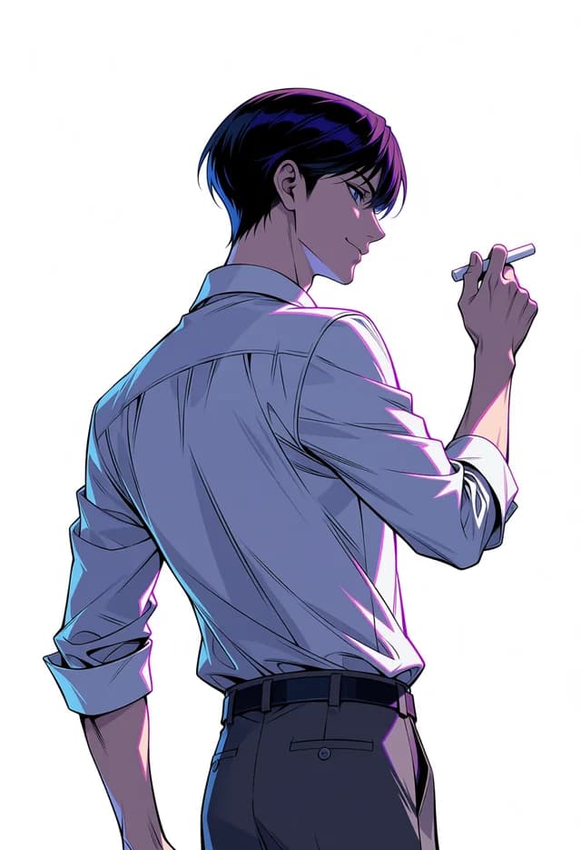 Manhua Generator — Ling Yan from behind, chalk in hand