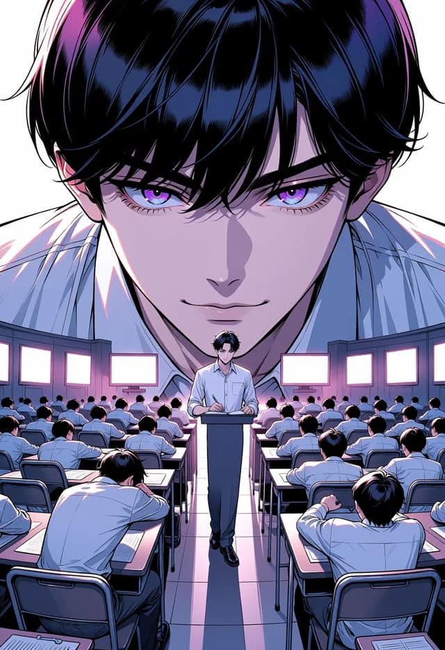 Manhua Generator — Ling Yan looming over a full lecture hall