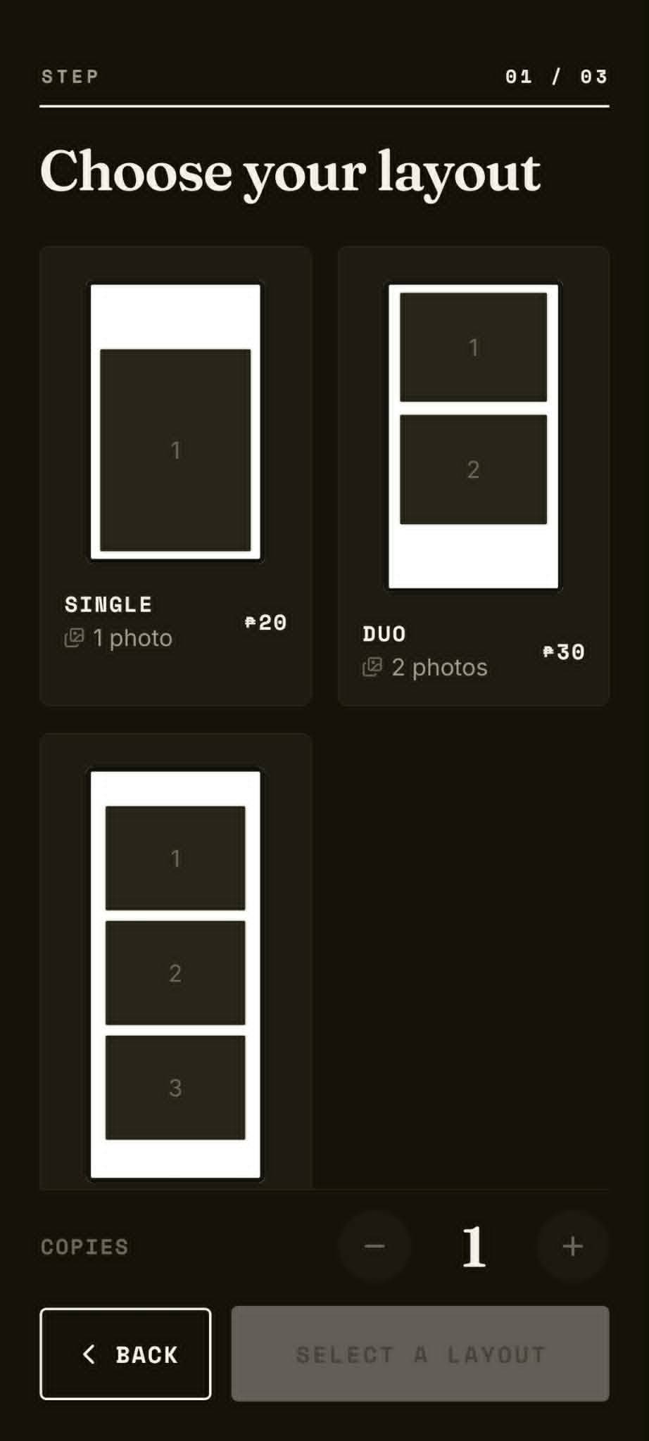 Snapify — layout picker