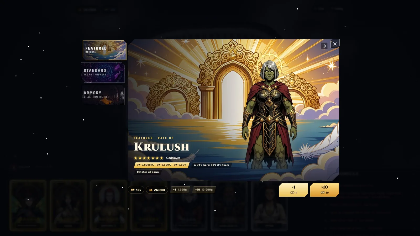 To Be A God - the featured summon banner