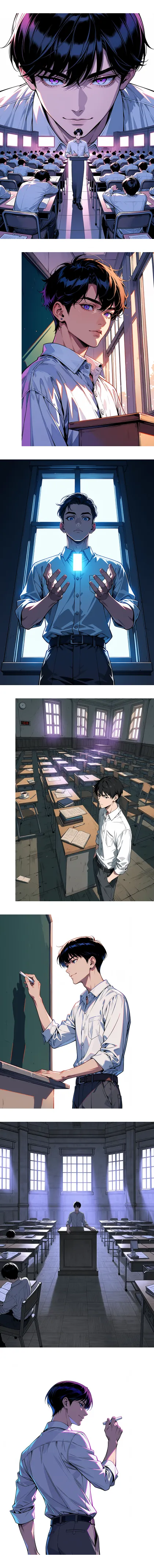 Manhua Generator — Ling Yan panels laid out as a vertical long strip